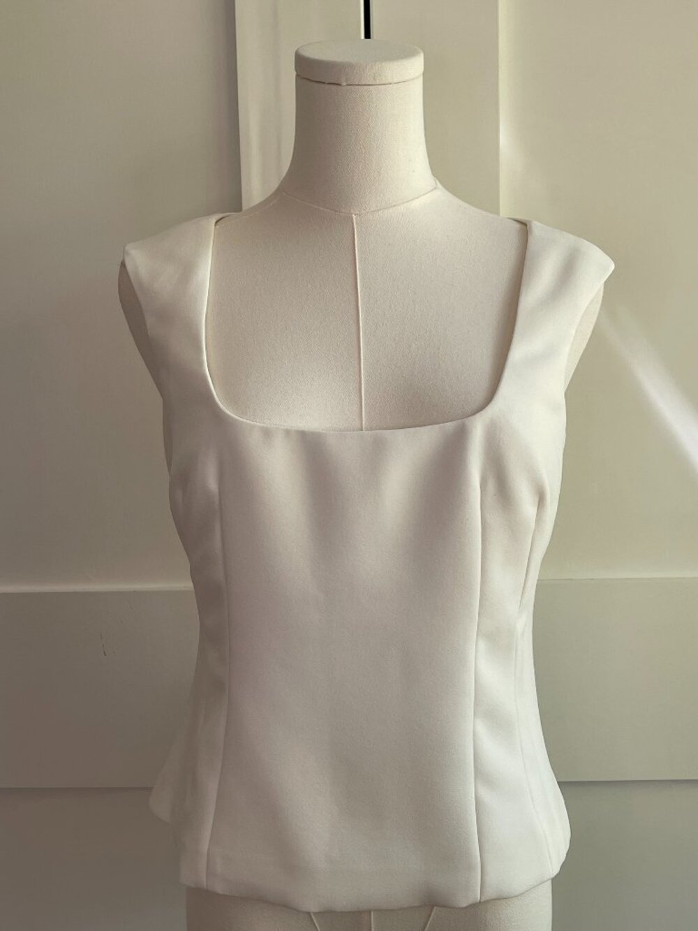 J.Crew Ivory Square Neck Sleeveless Structured Top